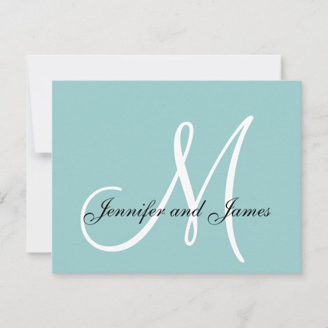 Elégant Monogramme bleu mariage carte RSVP (Devant)
