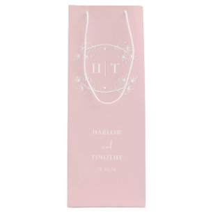 Élégant Monogramme Calligraphie Pink sac cadeau Ma