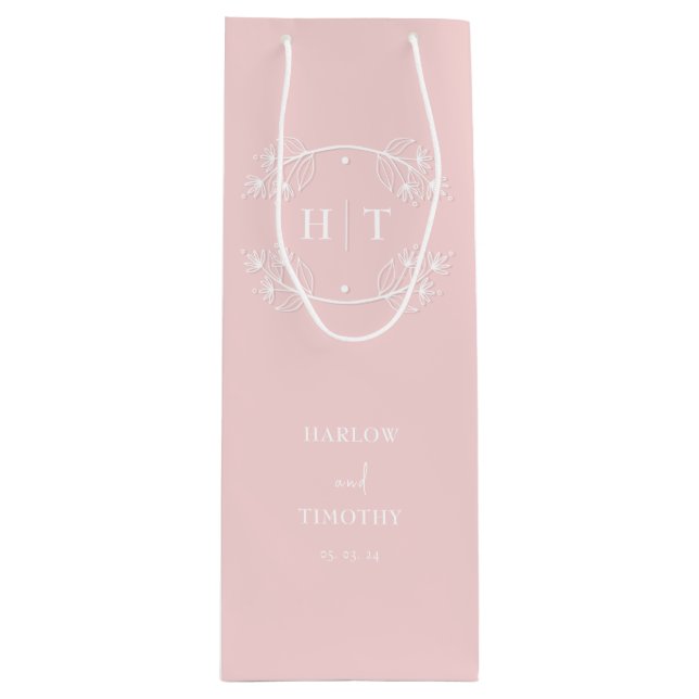 Élégant Monogramme Calligraphie Pink sac cadeau Ma (Devant)