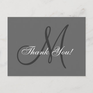 Élégant monogramme | Carte postale mariage Merci
