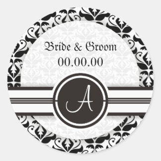 Élégant Monogramme Damask Enregistrer Les Stickers