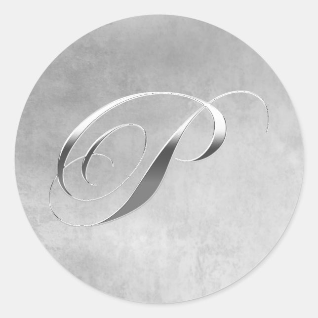 Élégant Monogramme D'Argent P Stickers De Mariage  (Devant)
