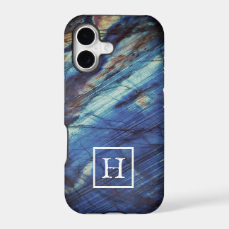 Élégant monogramme de labradorite bleu foncé