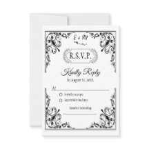 Elégant Monogramme de mariage gothique carte RSVP