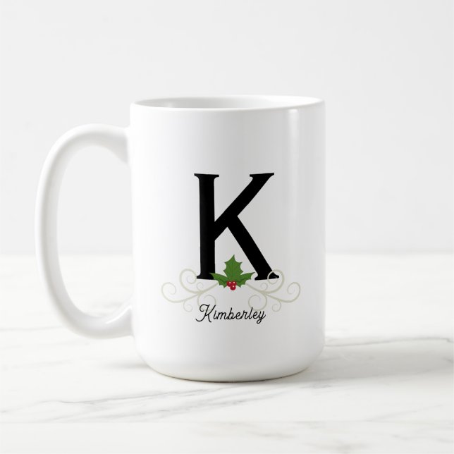 Élégant Monogramme de Noël Mug (Gauche)