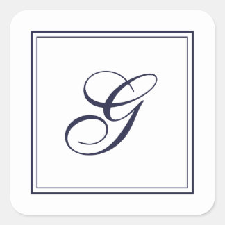 Élégant Monogramme de script avec Sticker Carré de