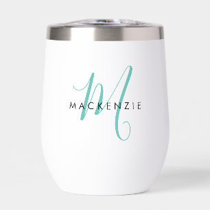 Élégant Monogramme de script Turquoise moderne