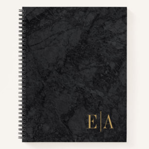 Élégant Monogramme d'or noir Carnet initial