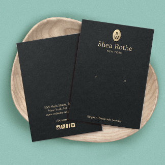 Élégant Monogramme d'or Noir Élevage Carte d'affic