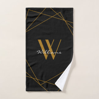 Élégant Monogramme d'or noir Nom géométrique Scrip