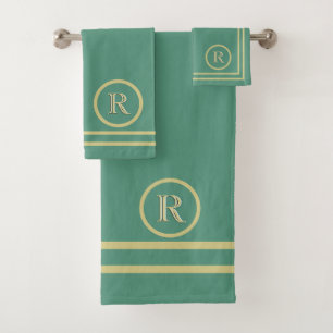 Élégant Monogramme d'or vert simple et sophistiqué