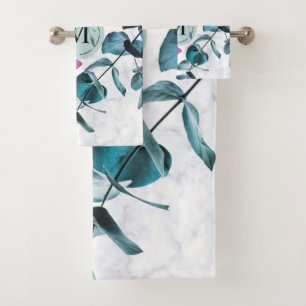 Élégant monogramme du feuillage d'eucalyptus en