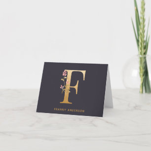 Élégant Monogramme Floral F en Or Chic Personnalis