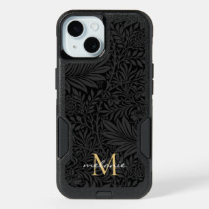 Élégant Monogramme Floral Noir