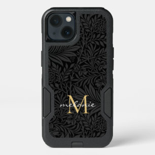 Élégant Monogramme Floral Or Noir