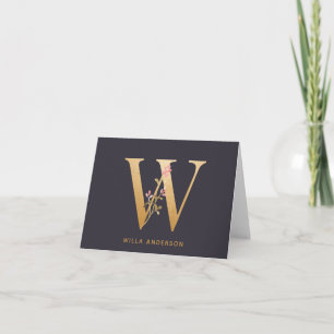 Élégant Monogramme Floral Or W Personnalisé Chic