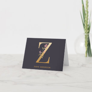 Élégant Monogramme Floral Z en Or Personnalisé Chi