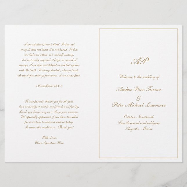 Élégant Monogramme Formel Programme de Mariage en  (Devant)