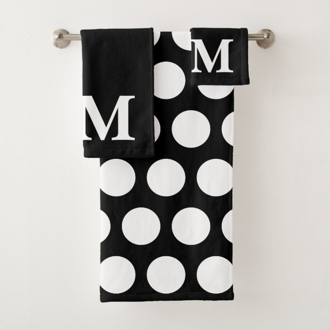 Élégant monogramme initial à pois noir et blanc (En situation)