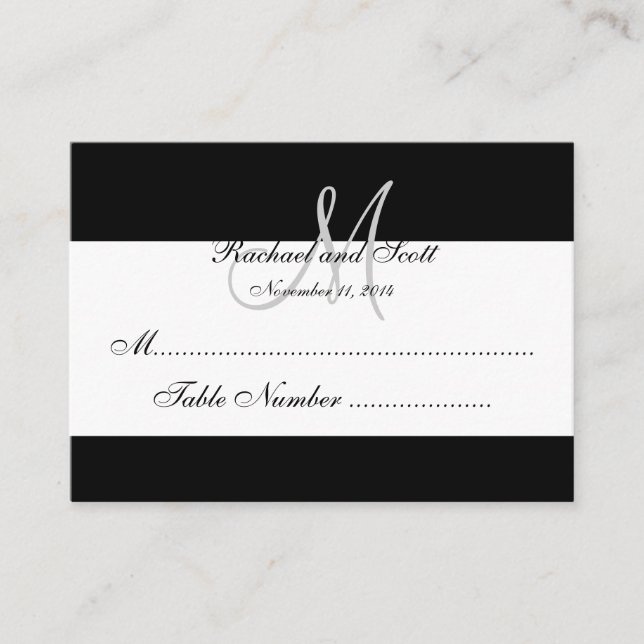 Élégant Monogramme Mariage Cartes de siège (Devant)