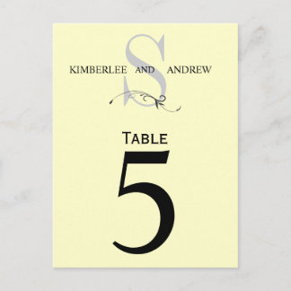 Élégant Monogramme Mariage Cartes Numéro de table