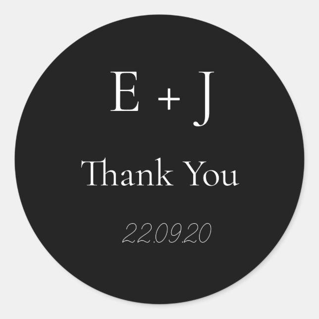 Élégant Monogramme Mariage initial Sticker classiq (Devant)