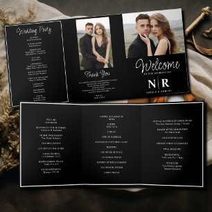 Élégant Monogramme Mariage Tri-Fold Wedding Progra