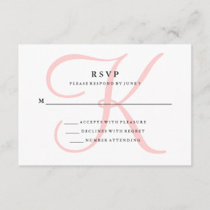 Élégant Monogramme moderne en rose RSVP