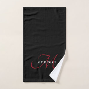 Élégant Monogramme moderne noir rouge