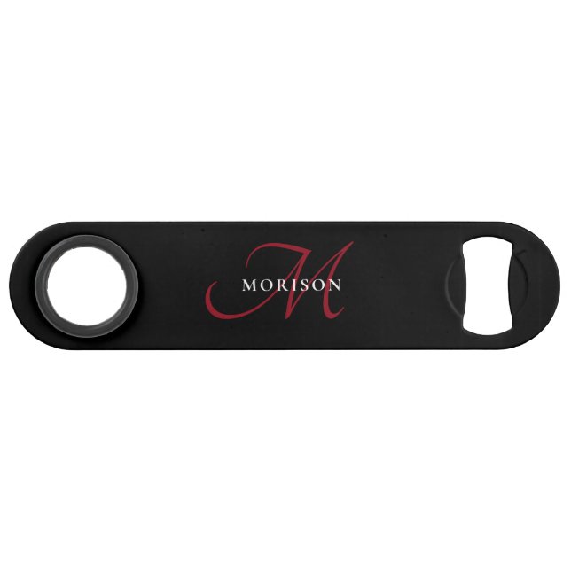 Élégant Monogramme moderne noir rouge (Devant (Horizontal))