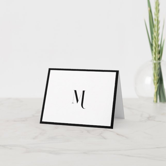 Elégant Monogramme noir élégant Bordure initiale (Devant)