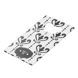 Élégant Monogramme noir et blanc damassé