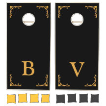 Élégant Monogrammé Noir & Or