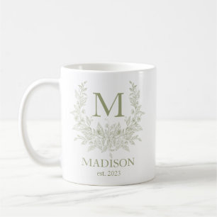 Élégant Monogramme Nom de famille Mug personnalisé