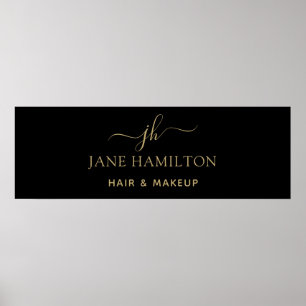 Élégant Monogramme Nom initial Poster commercial