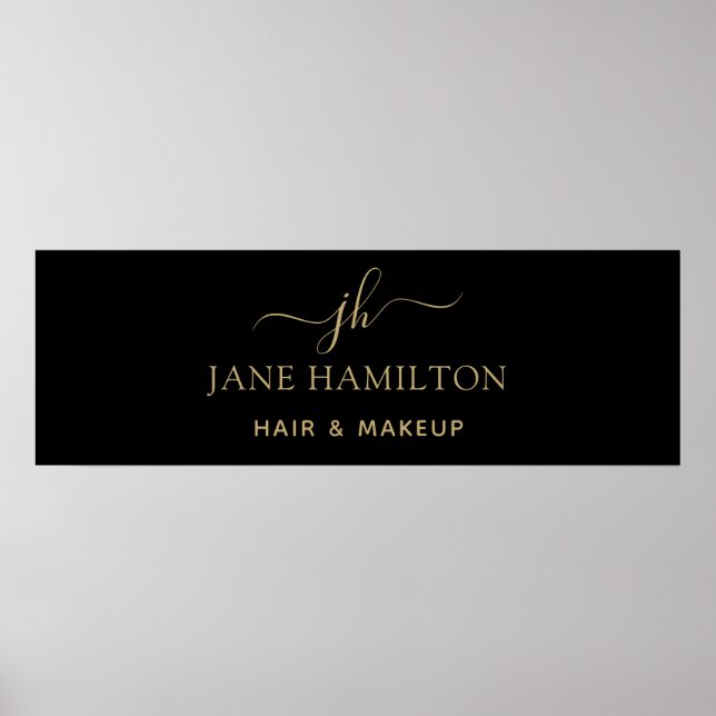 Élégant Monogramme Nom initial Poster commercial (Devant)