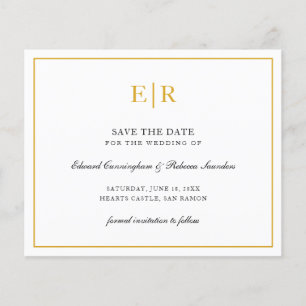 Élégant Monogramme Or Budget Mariage Carte de Pré-