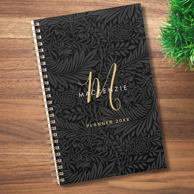 Élégant Monogramme Or Fleurs Noires 2026 (Créateur téléchargé)