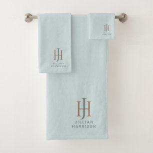 Élégant Monogramme Pastel Aqua Blue