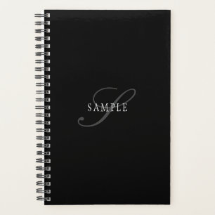 Élégant Monogramme personnalisable   Noir gris bla