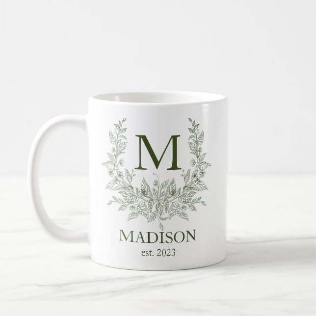 Élégant Monogramme Personnalisé Café Mug (Gauche)