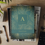 Élégant monogramme personnalisé moderne et nom éme<br><div class="desc">Design luxueux vert émeraude vintage monogrammed 2025 planner avec faux or tendance motif floral contour personnalisé avec votre nom et votre texte.</div>