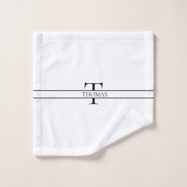 Élégant Monogramme Personnalisé Nom Personnalisé (Gant de toilette)