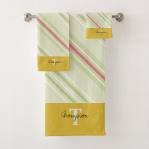 Élégant monogramme rétro motif l rayures jaune