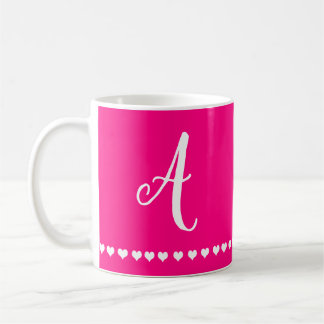 Élégant Monogramme rose et blanc Premier café Mug