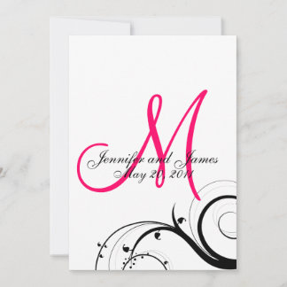 Élégant Monogramme rose Faire-part de mariage Reto
