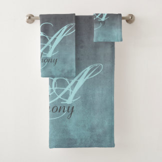 Élégant monogramme rustique gris-mint noir
