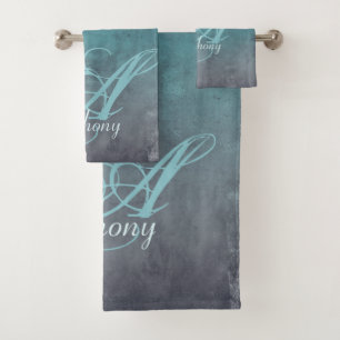 Élégant monogramme rustique Turquoise gris Mint