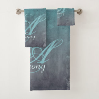 Élégant monogramme rustique Turquoise gris Mint