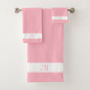 Élégant Monogramme sur Fleur de Cerisier rose & bl